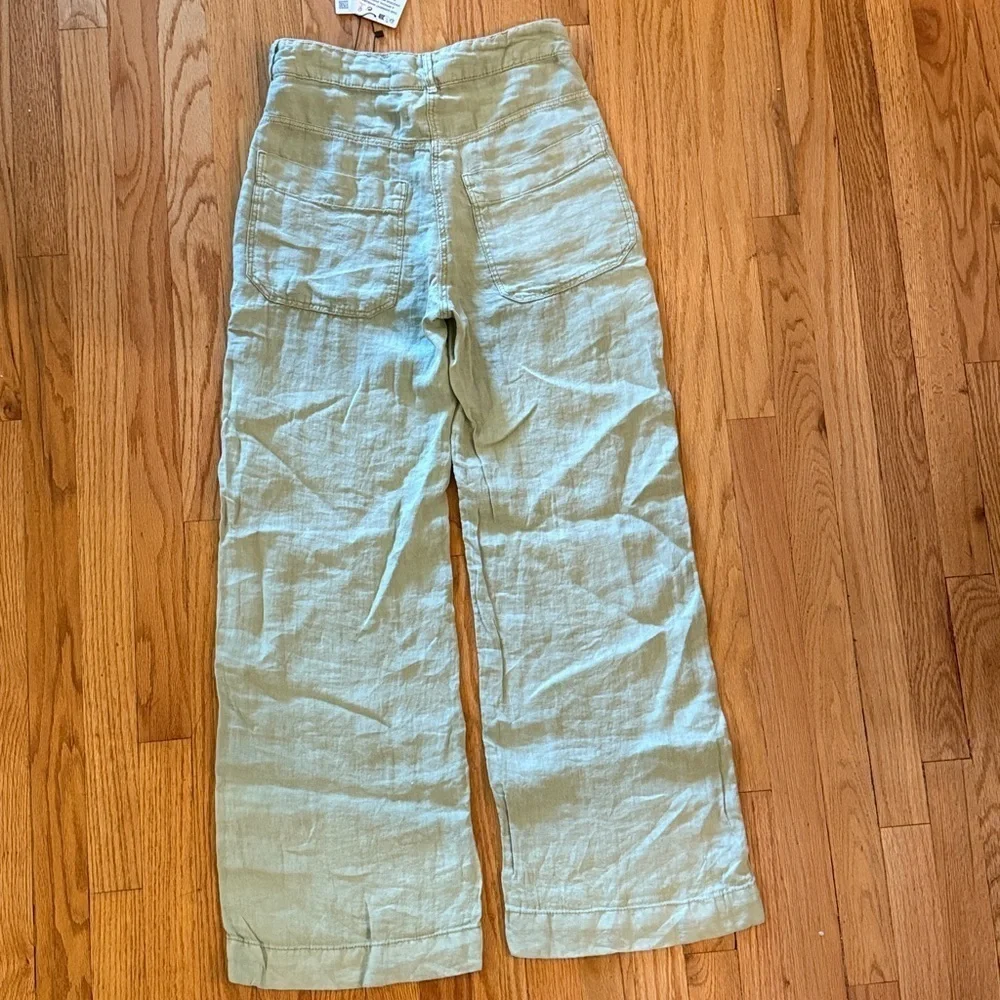 Zara XS Light Green Linen Pants NWT 14” across waist 12” rise 29” inseam